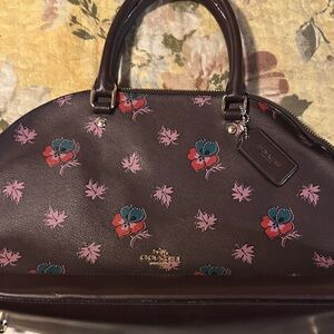 Coach Brown Floral Satchel